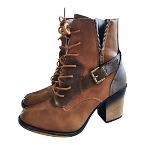 Pierre Dumas Boots Ravenna-5  Tan Two Tone Faux Leather